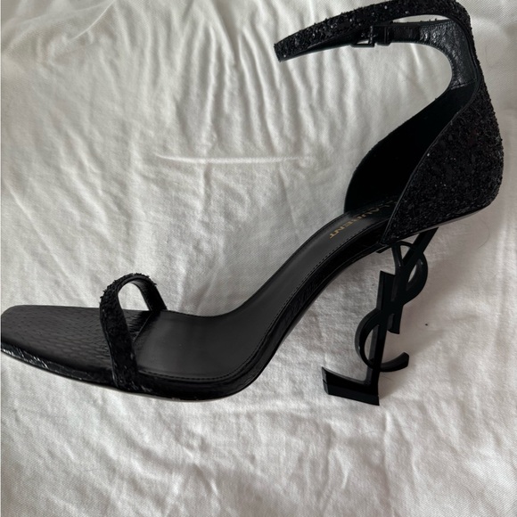 Yves Saint Laurent, YSL letter heel, YSL Opyum 110 Heels in Glitter/Black - Picture 10 of 15
